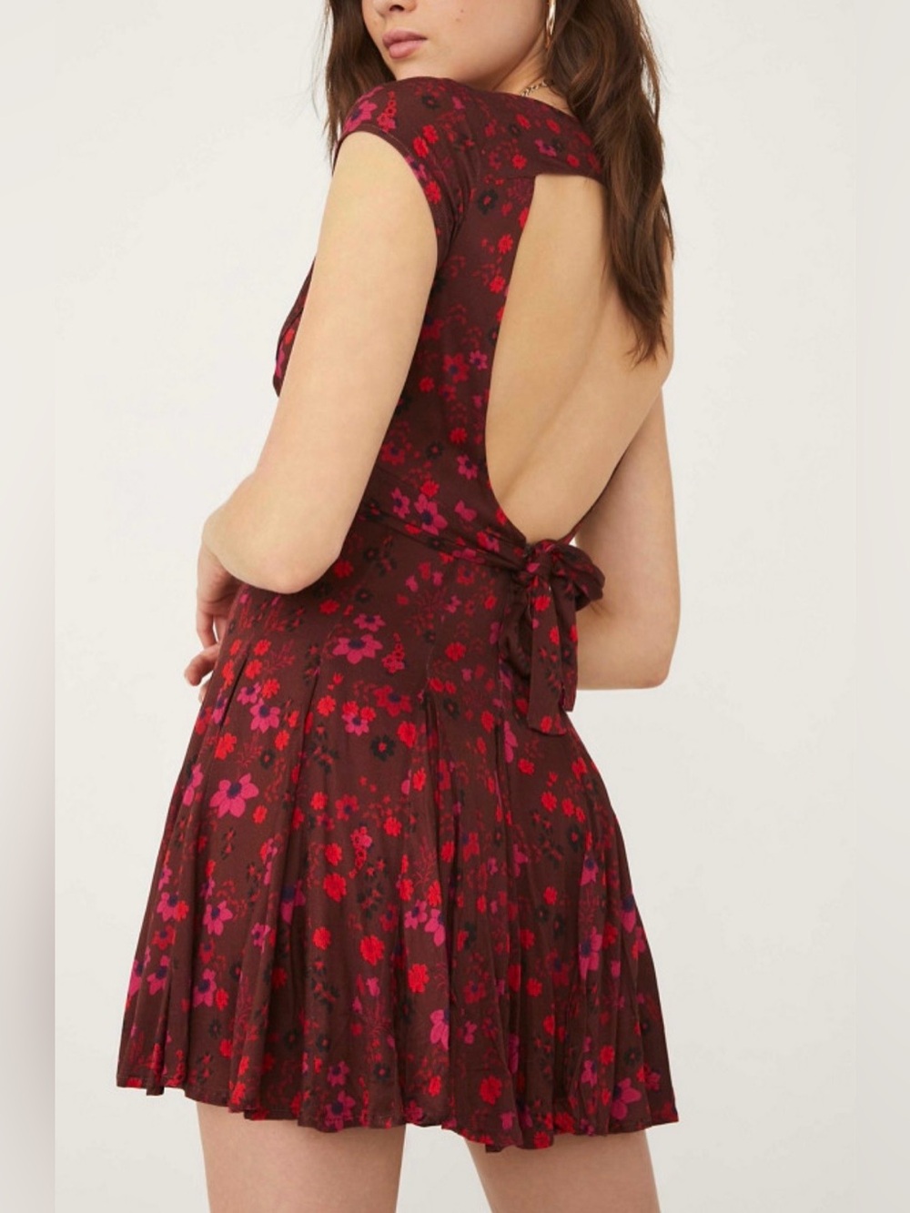 NWOT Free People It Takes Two Wrap Dress Small Floral Tie Back Cutout - Picture 2 of 6